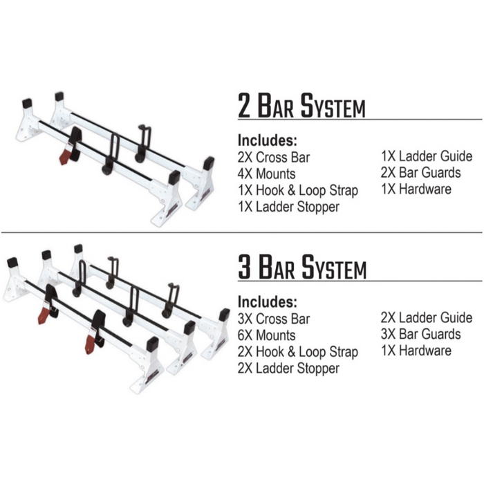 Vantech 3-Bar Black Aluminum Bolt-On Ladder Rack System Ford Transit 2015-current Model H1753B