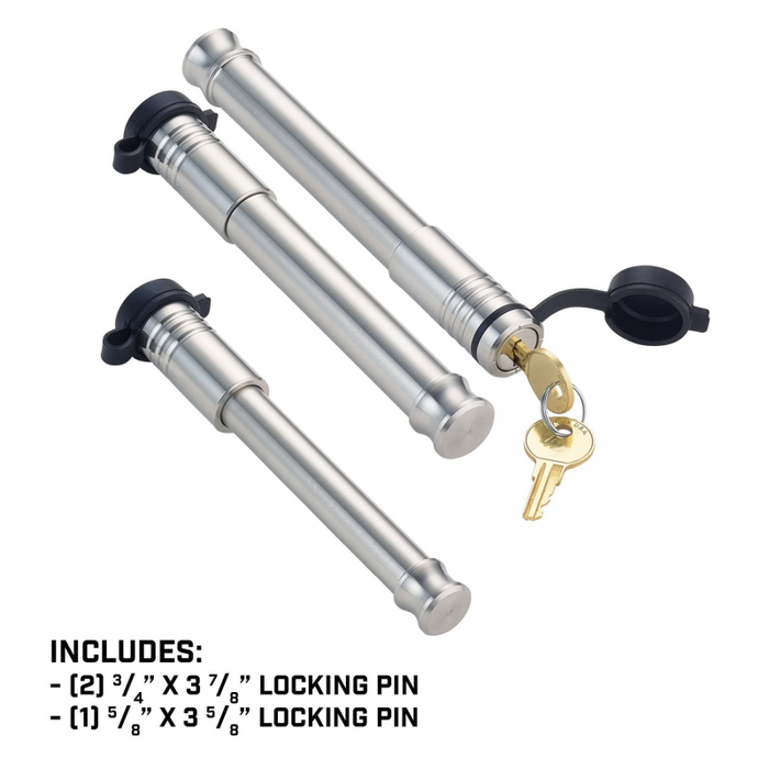 GEN-Y 3 Pack Mixed - (2) 3/4" x 3-7/8" Span Hitch Locks & (1) 5/8" x 3-5/8" Span 3.0" Receiver Lock - 6 Keys Included Fitment: Mega Duty 32K - Boss 32K Model GH-103913