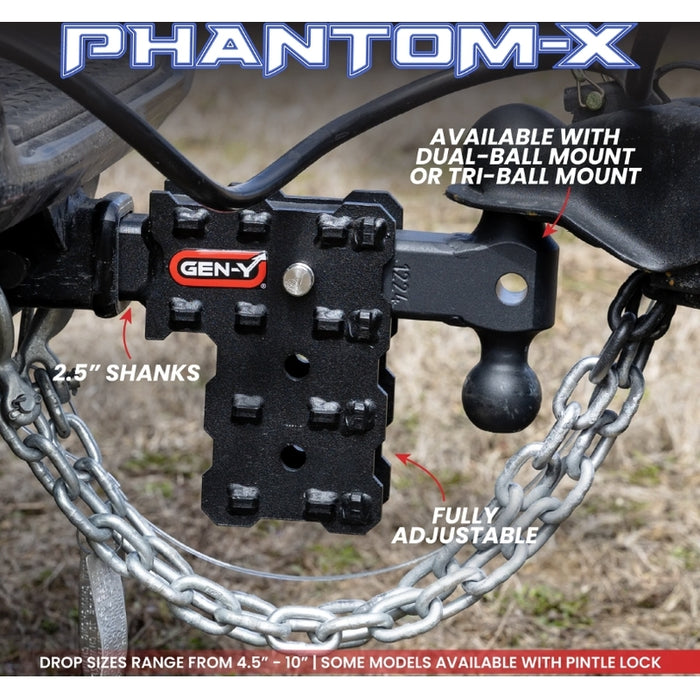 Gen-Y PHANTOM-X 2.5" Solid Shank 2.5" Drop 1.6K TW 16K Hitch Model GH-2432X