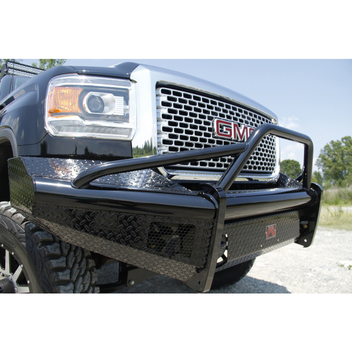 Front Ranch Bumper Fab Fours Black Steel Front Ranch Bumper w/ Pre Runner Guard Model GM0 ...