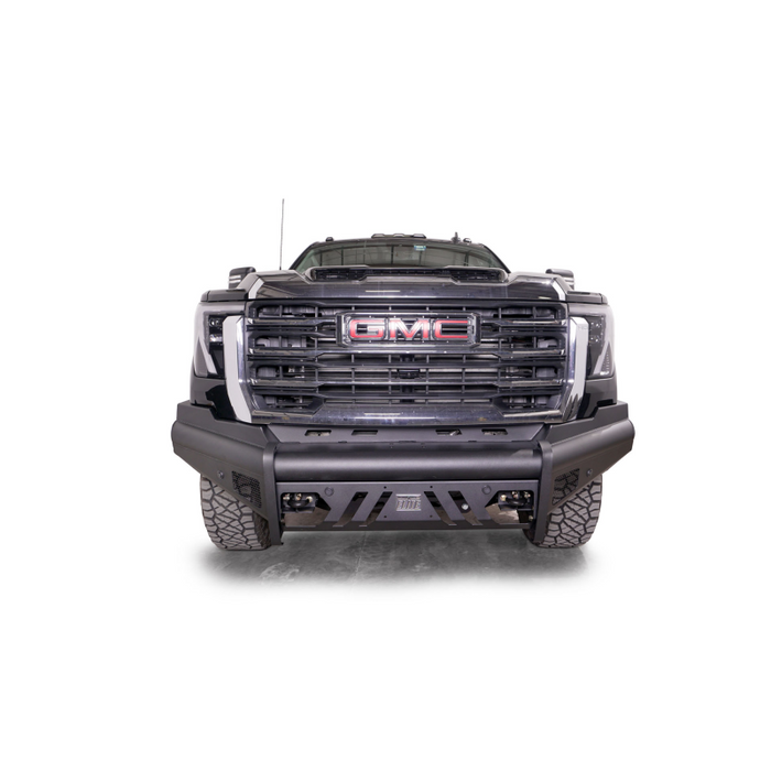 Fab Fours Elite Front Bumper w/ No Guard Black Steel w/ Sensor Incl. Tow Hooks Model GM24-Q6261-1