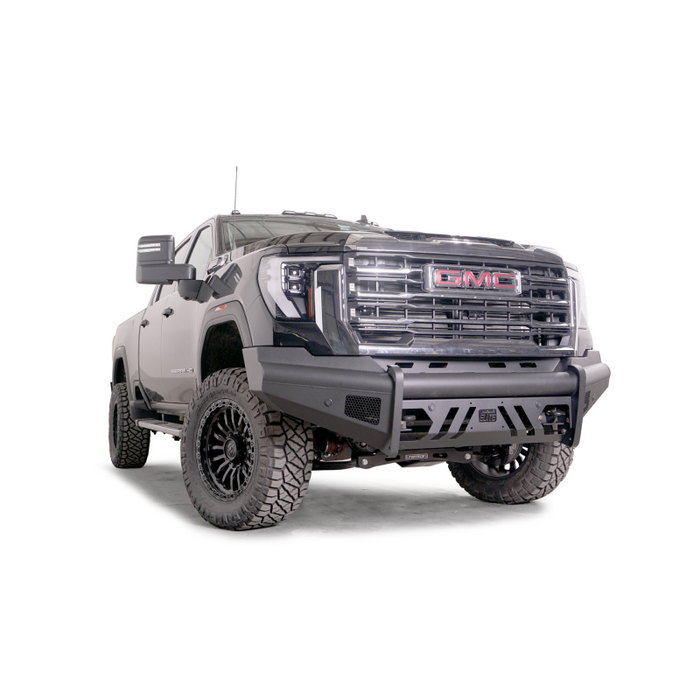 Fab Fours Elite Front Bumper w/ No Guard Black Steel w/ Sensor Incl. Tow Hooks Model GM24-Q6261-1