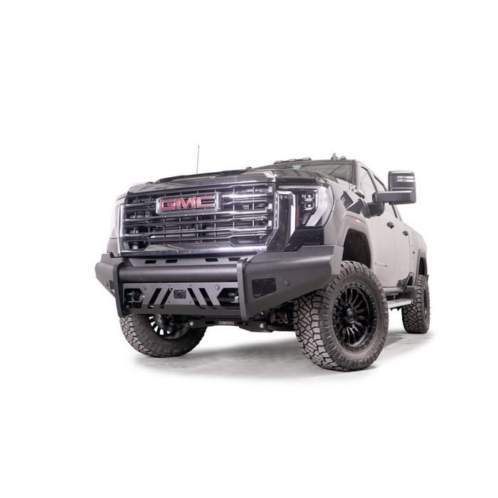 Fab Fours Elite Front Bumper w/ No Guard Black Steel w/ Sensor Incl. Tow Hooks Model GM24-Q6261-1