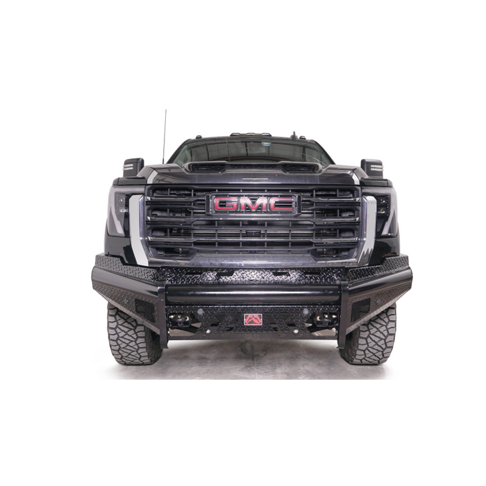 Fab Fours Black Steel Front Bumper w/ No Guard w/ Sensor Incl. Tow Hooks Model GM24-S6261-1