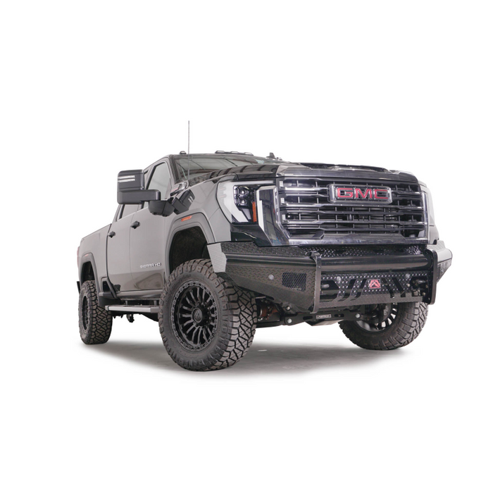 Fab Fours Black Steel Front Bumper w/ No Guard w/ Sensor Incl. Tow Hooks Model GM24-S6261-1