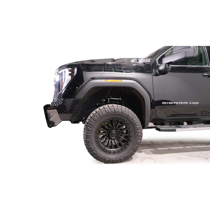 Fab Fours Black Steel Front Bumper w/ No Guard w/ Sensor Incl. Tow Hooks Model GM24-S6261-1