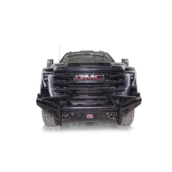 Fab Fours Black Steel Front Bumper w/ Pre-Runner Guard w/ Sensor Incl. Tow Hooks Model GM24-S6262-1