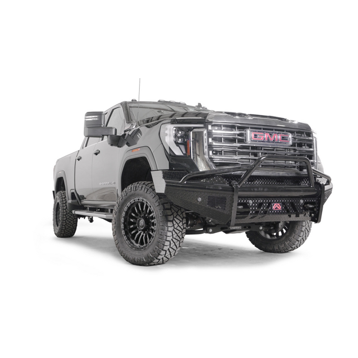 Fab Fours Black Steel Front Bumper w/ Pre-Runner Guard w/ Sensor Incl. Tow Hooks Model GM24-S6262-1