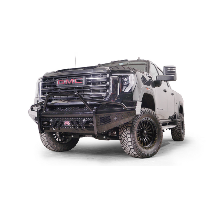 Fab Fours Black Steel Front Bumper w/ Pre-Runner Guard w/ Sensor Incl. Tow Hooks Model GM24-S6262-1
