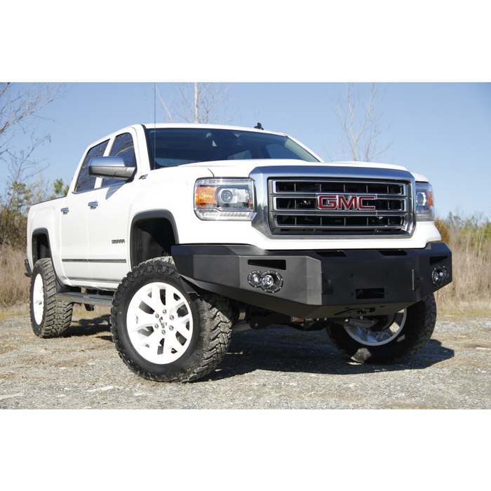 Fab Fours Premium Winch Front Bumper; 2 Stage Black Powder Coated; w/o Grille Guard; Incl. 90mm Fog Lamps/60mm Turn Lights; D-Ring Mounts; Model GS14-H3151-1