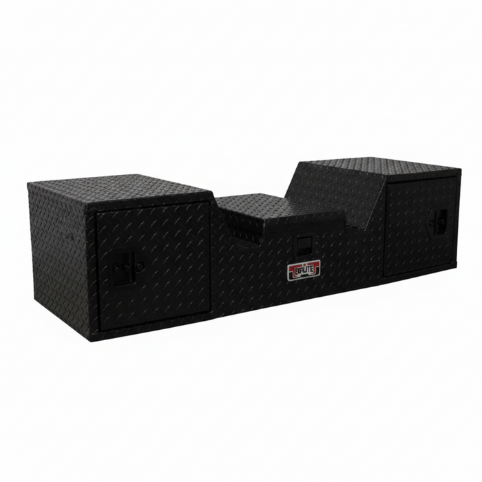 Brute 57" V-Shape 5Th Wheel Rv Box, 1 Lid, 2 Rear Facing Doors - Black Model TB203-57RD-BT