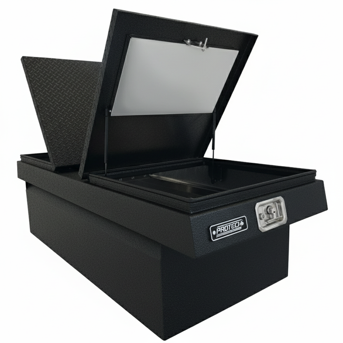 ProTech Crossover 16X20X74 Gull Wing Box Diamond Plate Lid Textured Black Standard Profile Includes Tray Model 54-6222-TB