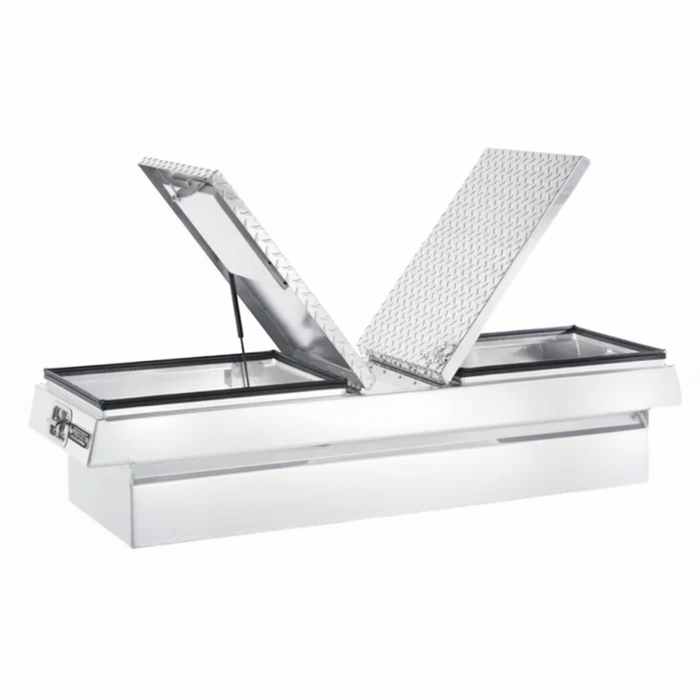 ProTech Crossover 20X20X74 Gull Wing Box Diamond Plate Lid Bright Aluminum Standard Profile Model 54-6022