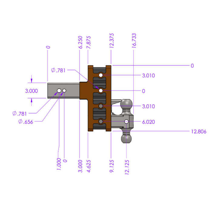 GEN-Y MEGA-DUTY 3" Shank 6" Drop 3.5K TW 32K Hitch & GH-0161 Dual-Ball Model GH-1713