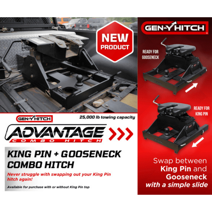 GEN-Y ADVANTAGE Hitch - Fifth Wheel Gooseneck Combo for Trucks - 25K Towing - Fits B& W Patriot Fifth Wheel Head Model GH-21202