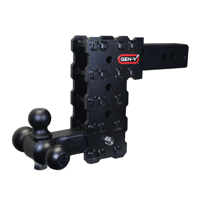 GEN-Y PHANTOM-X 2.5" Solid Shank 7.5" Drop 1.6K TW 16K Hitch & GH-052 Tri-Ball Mount Model GH-2434X