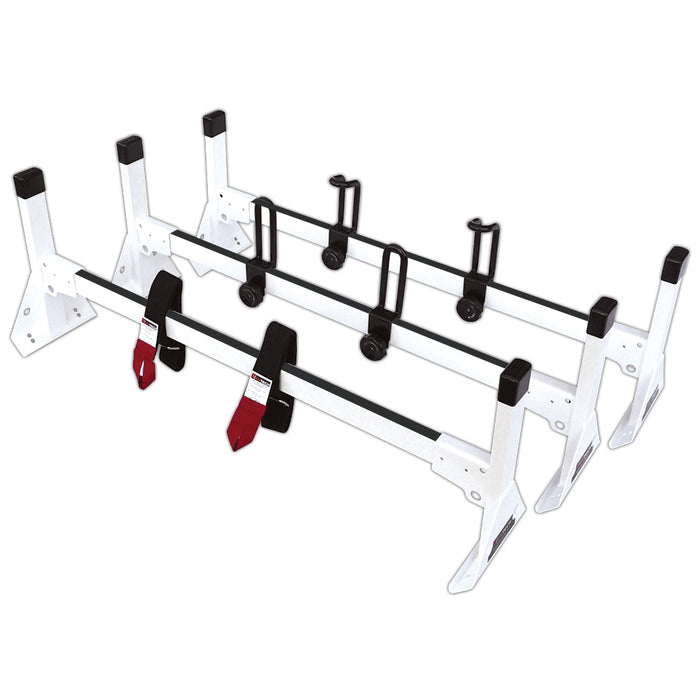 Vantech 3-Bar White Steel Clamp-On Ladder Rack System Dodge RAM Van 19 ...