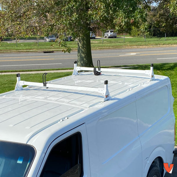 Vantech 2-Bar White Steel Bolt-On Ladder Rack System Nissan NV 2011-current Model H1302W