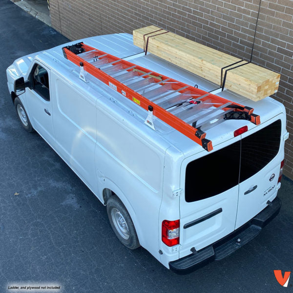 Vantech 2-Bar White Steel Bolt-On Ladder Rack System Nissan NV 2011-current Model H1302W