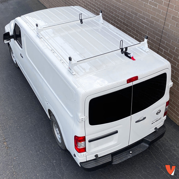 Vantech 2-Bar White Steel Bolt-On Ladder Rack System Nissan NV 2011-current Model H1302W