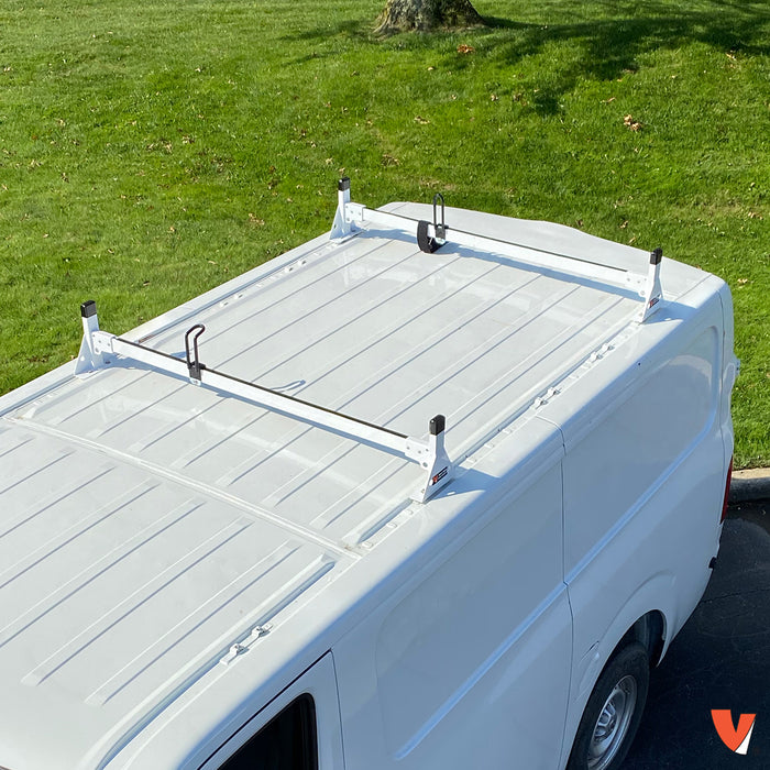 Vantech 2-Bar White Steel Bolt-On Ladder Rack System Nissan NV 2011-current Model H1302W