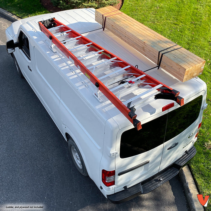 Vantech 2-Bar White Steel Bolt-On Ladder Rack System Nissan NV 2011-current Model H1302W