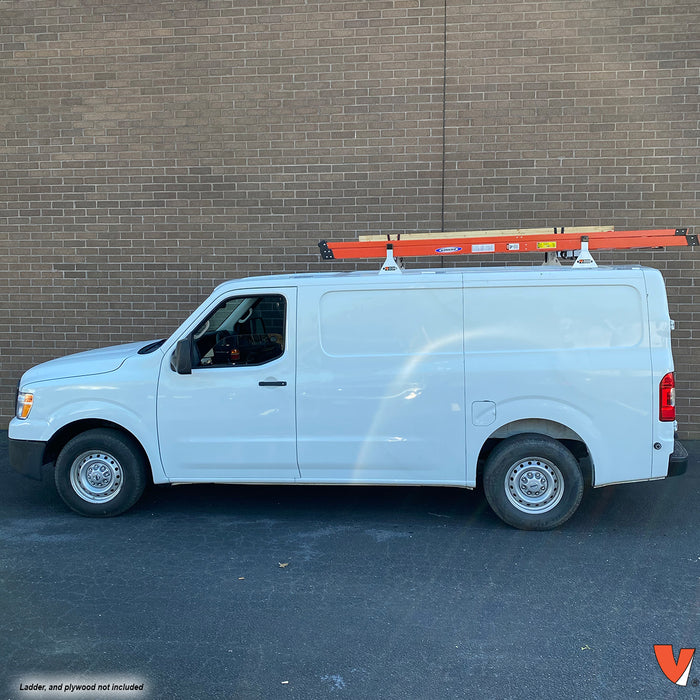 Vantech 2-Bar White Steel Bolt-On Ladder Rack System Nissan NV 2011-current Model H1302W