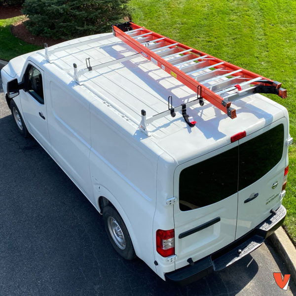 Vantech 3-Bar White Steel Bolt-On Ladder Rack System Nissan NV 2011-current Model H1303W