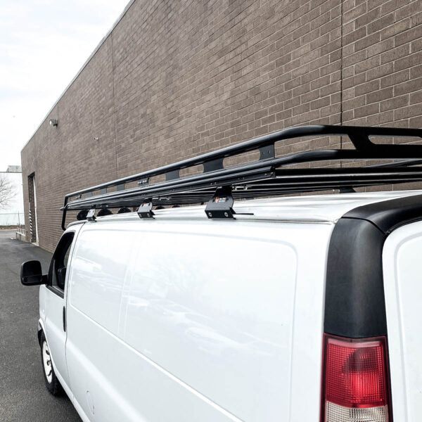 Vantech Black Aluminum Clamp-On Cargo Rack System Chevrolet Express 19 ...