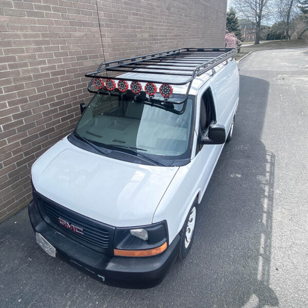 Chevy Express Van Rear Rack Vantech Black Aluminum Clamp-On Cargo Rack System Chevrolet Express 19 ...