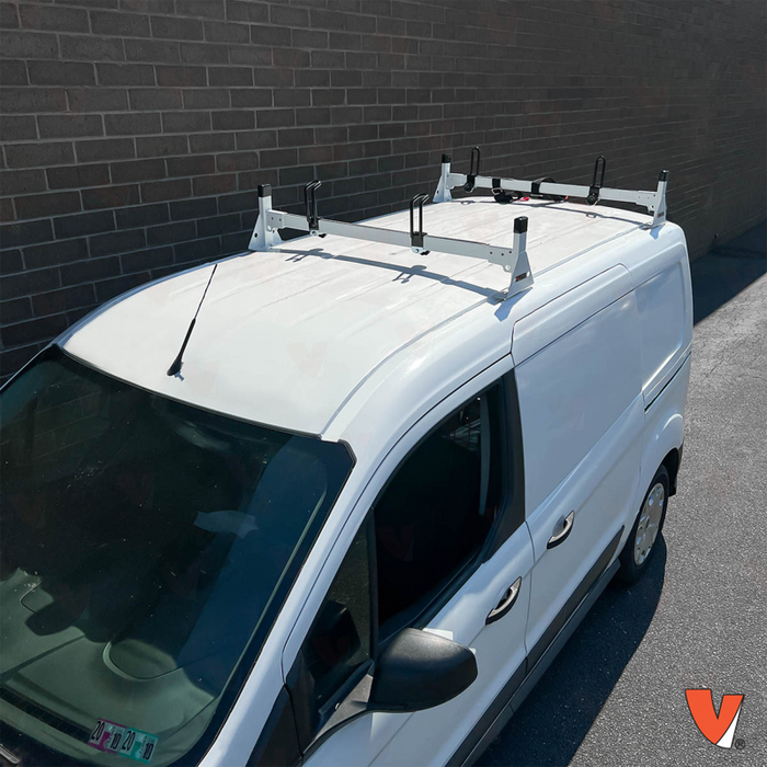 Vantech 2-Bar White Aluminum Bolt-On Ladder Rack System Ford Transit Connect 2014-current Model H1712W