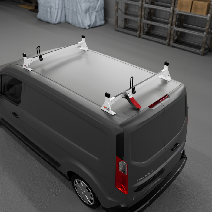 Vantech 2-Bar White Aluminum Bolt-On Ladder Rack System Ford Transit Connect 2014-current Model H1712W