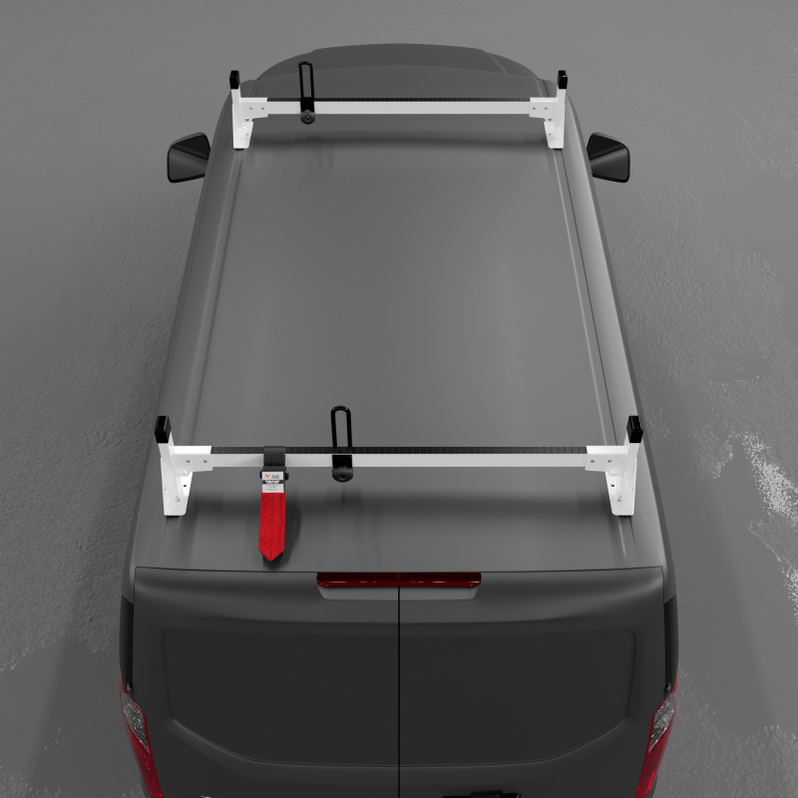 Vantech 2-Bar White Aluminum Bolt-On Ladder Rack System Ford Transit C ...