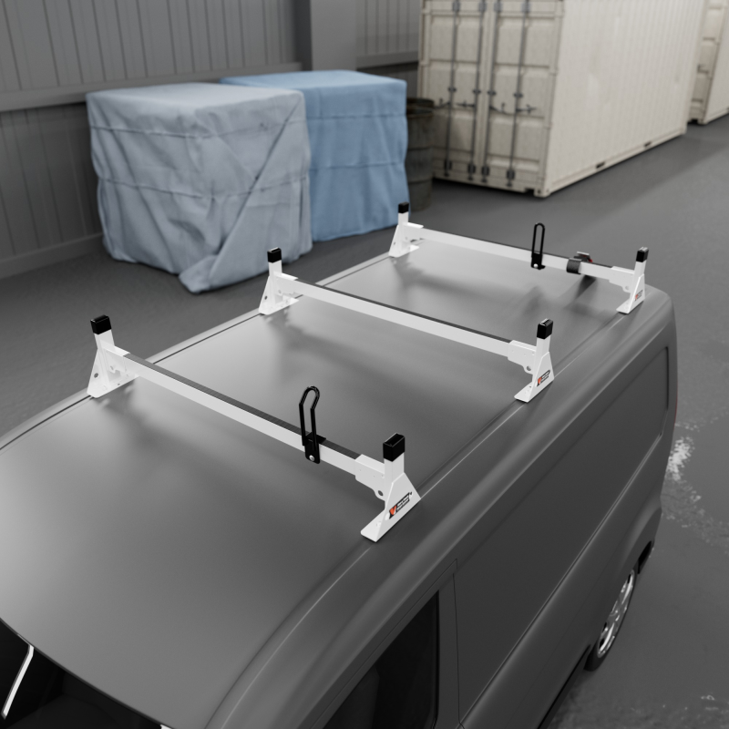 Vantech 3-Bar White Aluminum Bolt-On Ladder Rack System Ford Transit C ...