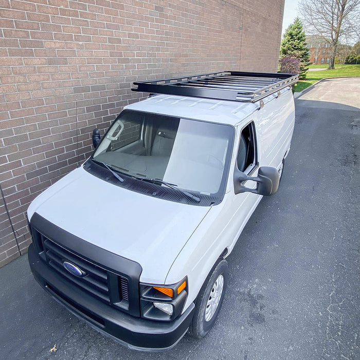 Vantech Black Aluminum Clamp-On Cargo Rack System Ford Econoline 1992-2014 Regular Model H1805DD03B