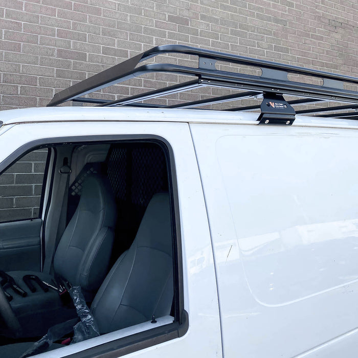 Vantech Black Aluminum Clamp-On Cargo Rack System Ford Econoline 1992-2014 Regular Model H1805DD03B