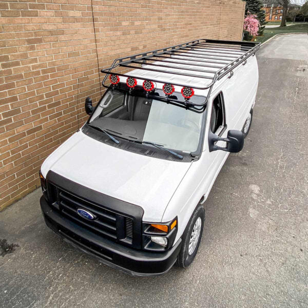 Vantech Black Aluminum Clamp-On Cargo Rack System Ford Econoline 1992-2014 Extended Model H1806FD05B