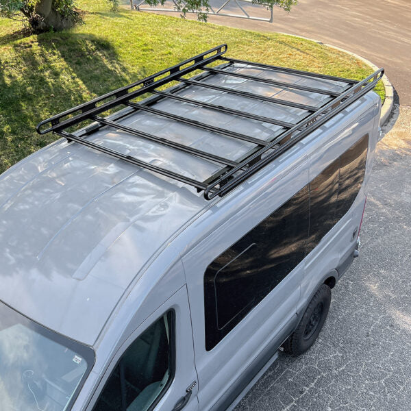 Vantech Black Aluminum Bolt-On Cargo Rack System Ford Transit 2015-current Medium Roof / 130" WB Model H1809AA02B