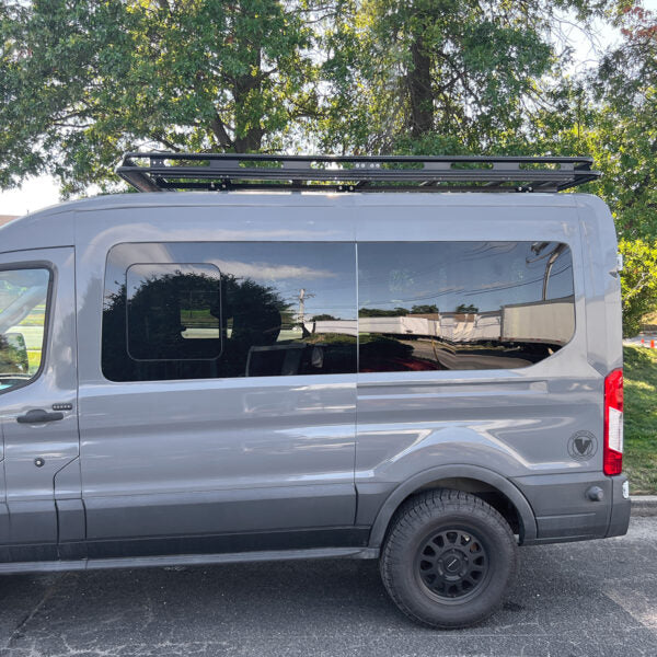 Vantech Black Aluminum Bolt-On Cargo Rack System Ford Transit 2015-current Medium Roof / 130" WB Model H1809DD02B