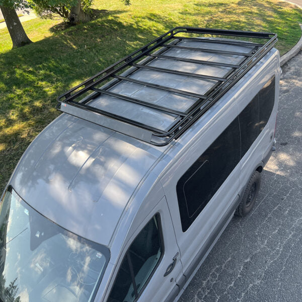 Vantech Black Aluminum Bolt-On Cargo Rack System Ford Transit 2015-current Medium Roof / 130" WB Model H1809DD02B