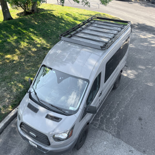 Vantech Black Aluminum Bolt-On Cargo Rack System Ford Transit 2015-current Medium Roof / 130" WB Model H1809DD02B