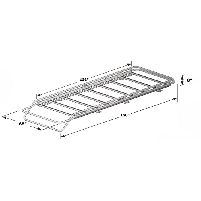 Vantech Black Aluminum Bolt-On Cargo Rack System Ford Transit 2015-current Medium Roof / 148" WB Model H1811FD04B