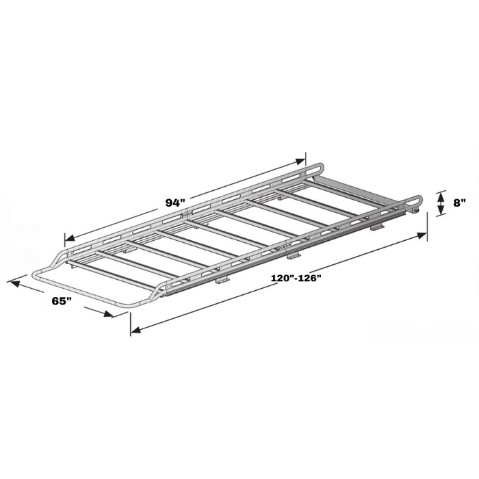 Vantech Black Aluminum Bolt-On Cargo Rack System Ford Transit 2015-current High Roof / 148" WB Model H1812EB02B