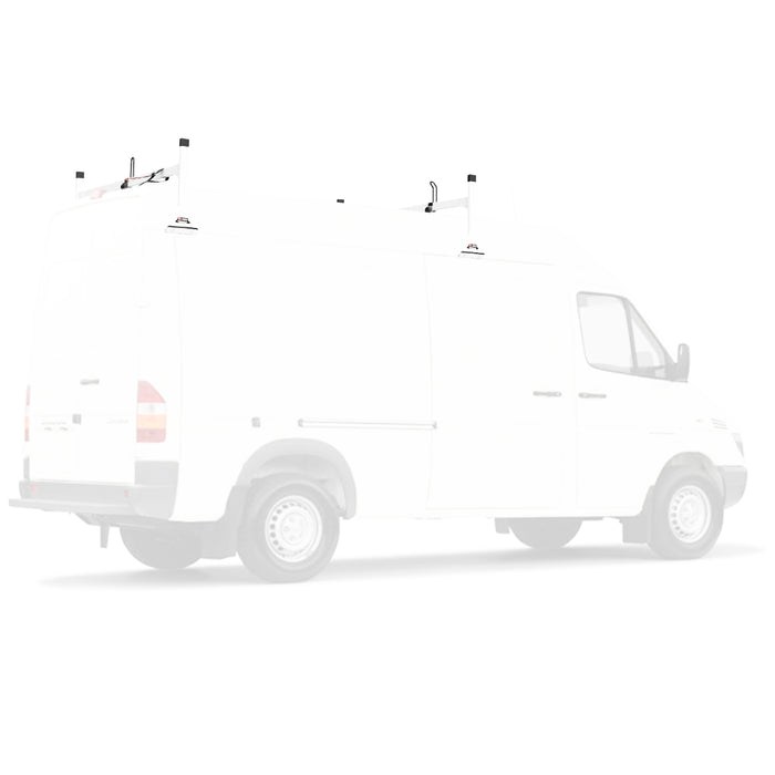 Vantech 2-Bar White Aluminum Clamp-On Ladder Rack System Mercedes Sprinter 2002-2006 Low Roof Model H2151W
