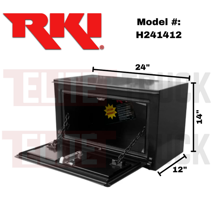 RKI Underbody Truck Box 24x14x12 H-Series 14 Gauge Black Steel Model # H241412