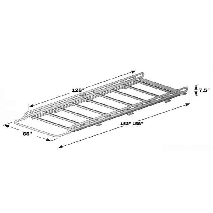 Vantech Black Aluminum Bolt-On Cargo Rack System Nissan NV Cargo 2012-2021 Low Roof Model H3301EB04B