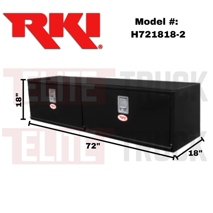 RKI Underbody Truck Box 72x18x18 H-Series 14 Gauge Black Steel Two Doors Model # H721818-2