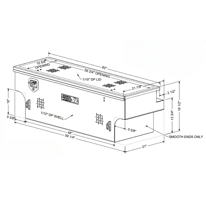 Highway Products 61" X 19.5" X 21" Notched Chest Tool Box