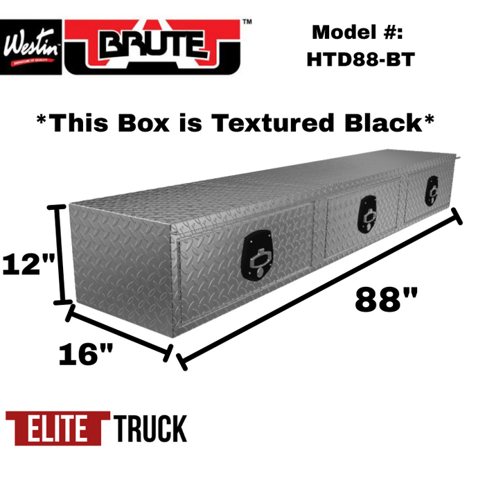 Brute 88" Stake Bed Top Sider W/ 3 Drawers; Black Text Model HTD88-BT