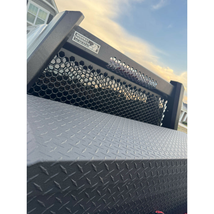 Highway Products Guardian Headache Rack Full Mesh Smooth Black Upright Smooth Black Center Size 7 4011-117-BK62